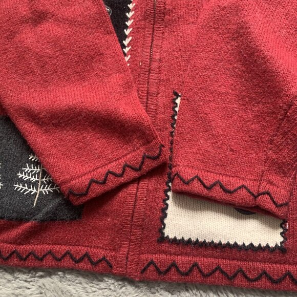 Croft & Barrow Women's Full Zip Christmas Sweater Size1X Embroidered Snowman Red - Picture 5 of 9